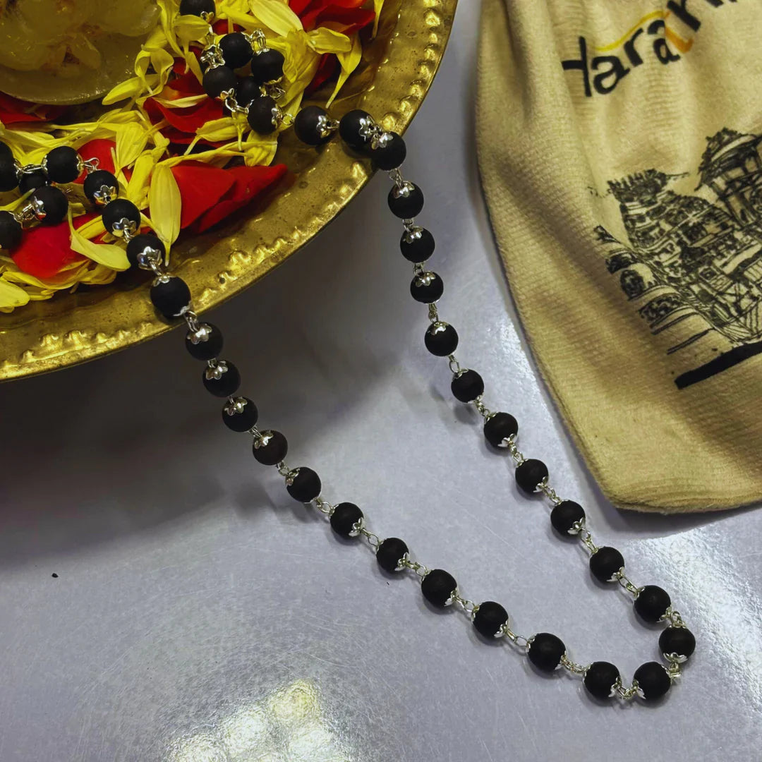 Divinara™ Premium Original Silver Plated Cap Karungali Mala