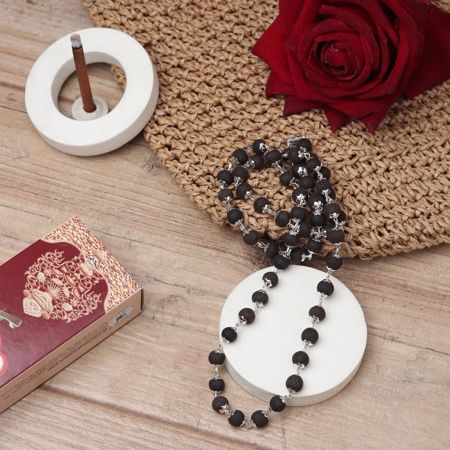 Divinara™ Premium Original Silver Plated Cap Karungali Mala